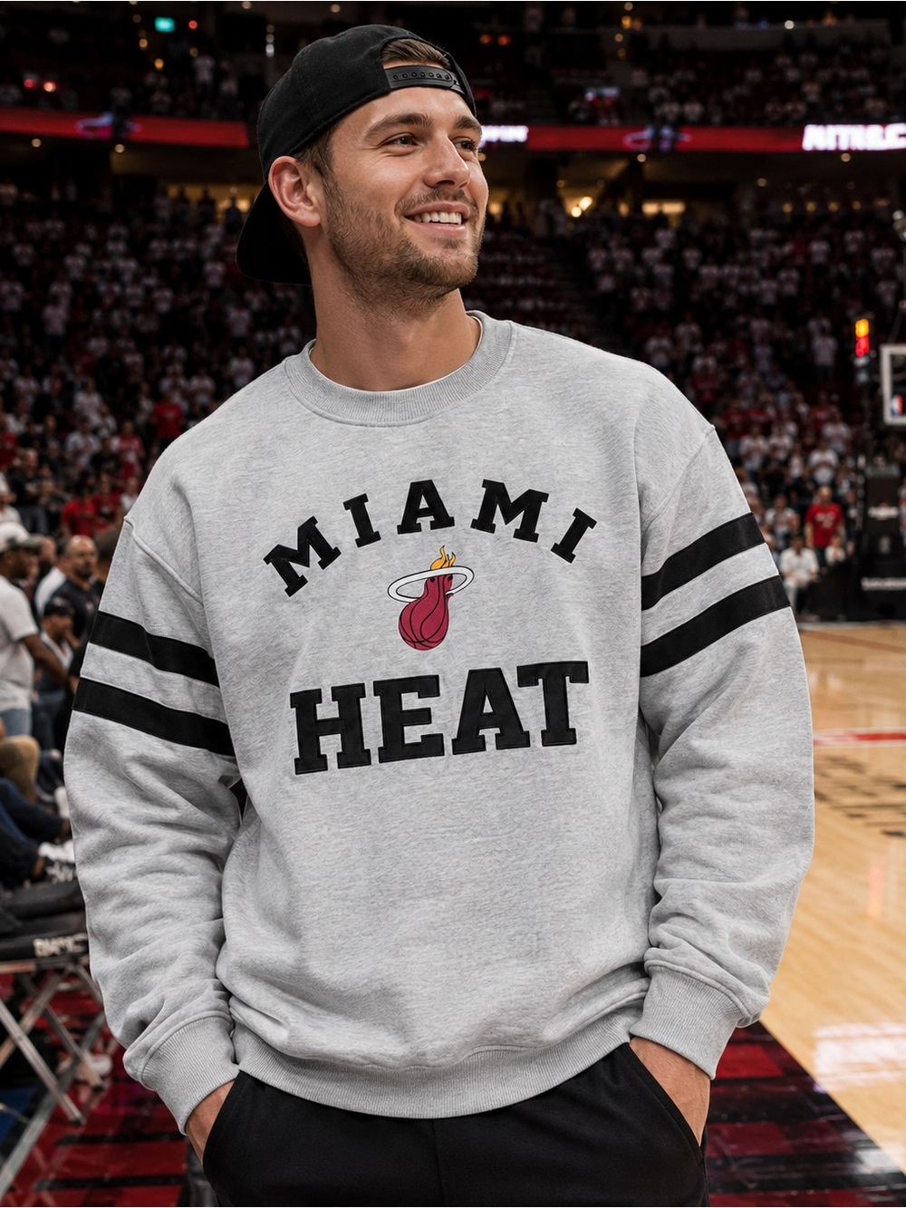NWT Ultra Game NBA Miami Heat Gray Fleece Crewneck Sweatshirt Men’s S